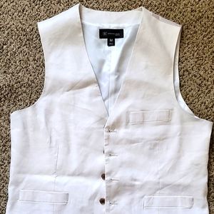 INC Slim Fit Cream Linen Vest M